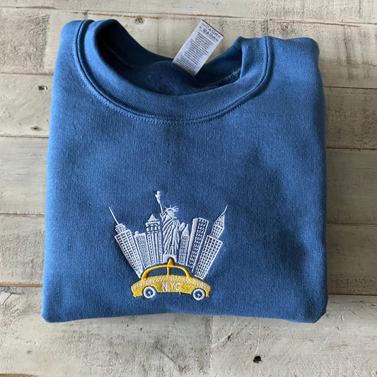 New York City Embroidered Sweatshirt, NYC shirt (TAXI)