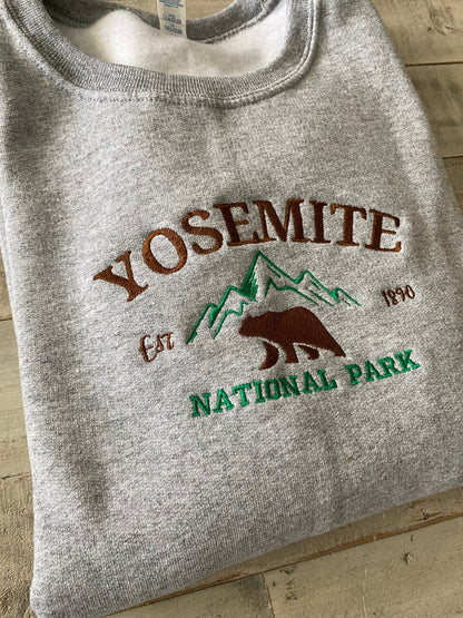 Yosemite National Park Embroidered Crewneck-embroidered Crewneck-National Park Sweatshirt