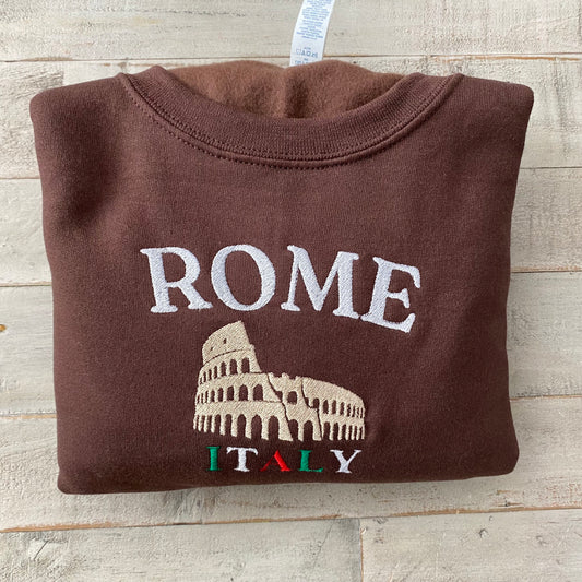 Rome Italy Embroidered Sweatshirt- Rome Travel Crewneck - More Colors Available