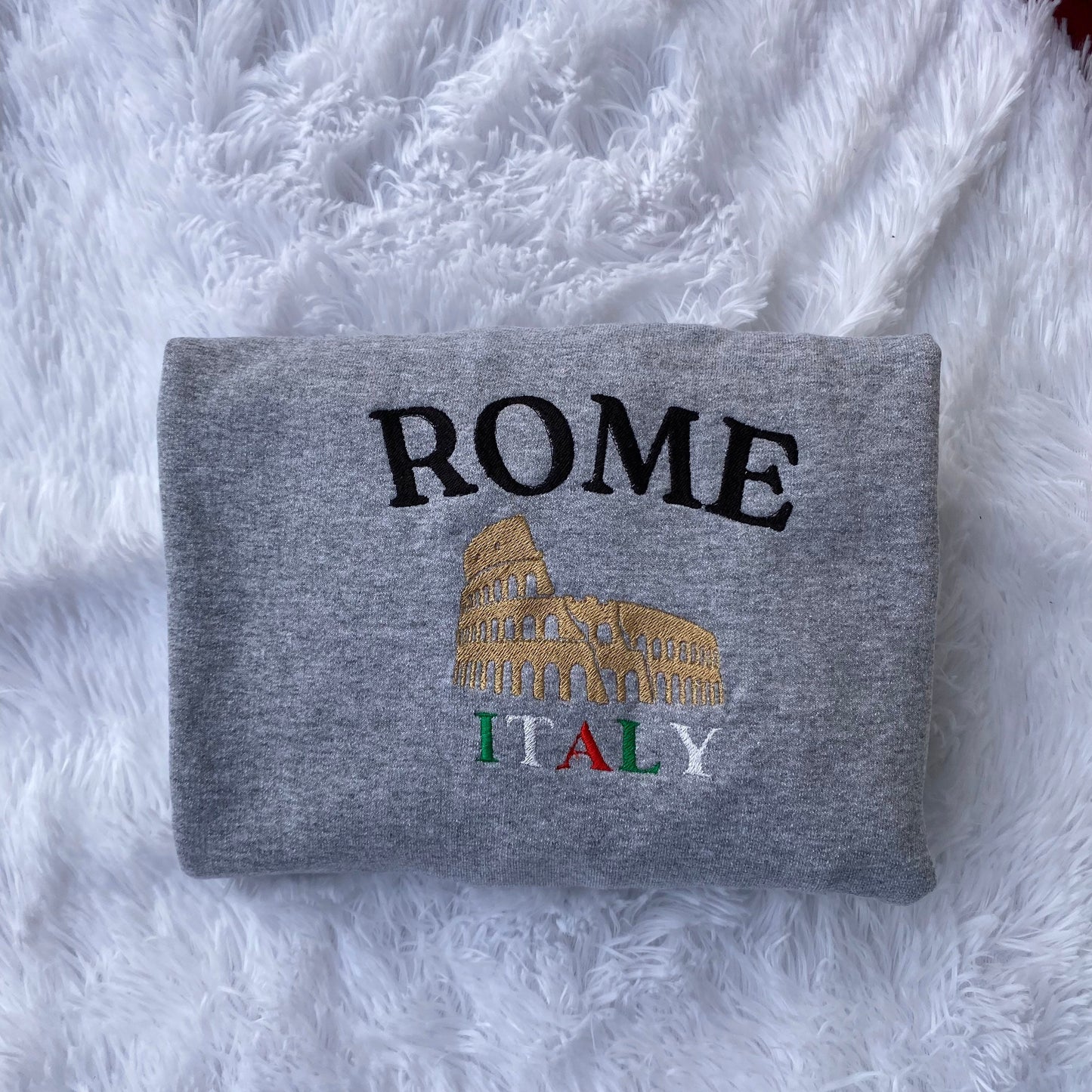 Rome Italy Embroidered Sweatshirt- Rome Travel Crewneck - More Colors Available