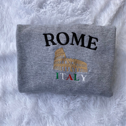 Rome Italy Embroidered Sweatshirt- Rome Travel Crewneck - More Colors Available