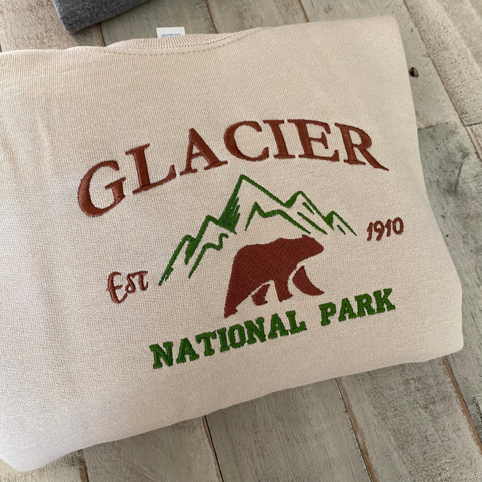Glacier National Park Embroidered Crewneck-embroidered Crewneck-National Park Sweatshirt