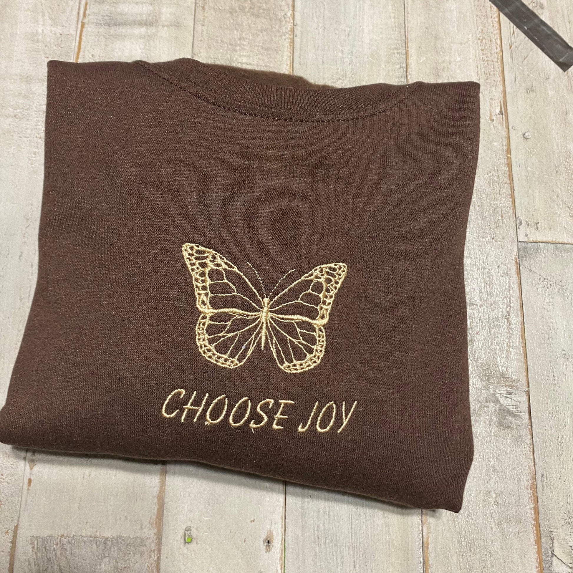 Embroidered Choose Joy, Butterfly Crewneck- Choose JoyCrewneck- Butterfly sweatshirts Cute Sweatshirt - Trendy Crewneck