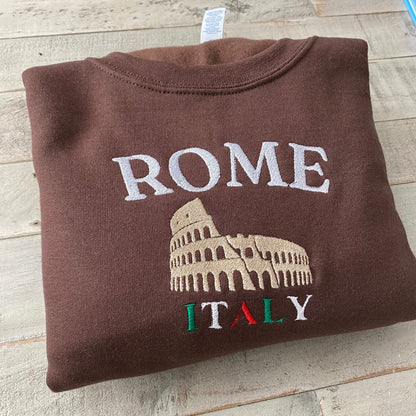 Rome Italy Embroidered Sweatshirt- Rome Travel Crewneck - More Colors Available
