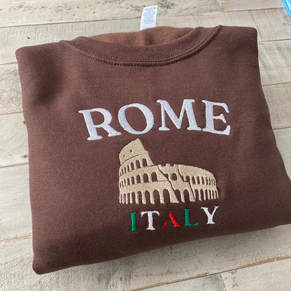 Rome Italy Embroidered Sweatshirt- Rome Travel Crewneck - More Colors Available