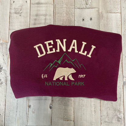 Denali National Park Embroidered Crewneck-embroidered Crewneck-National Park Sweatshirt