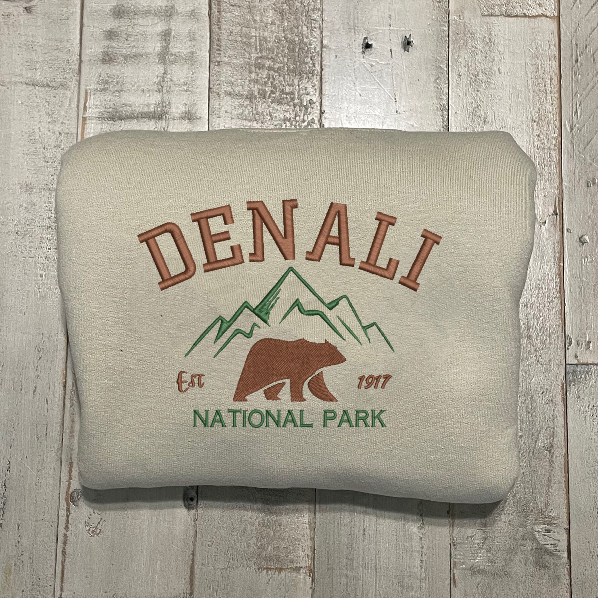 Denali National Park Embroidered Crewneck-embroidered Crewneck-National Park Sweatshirt