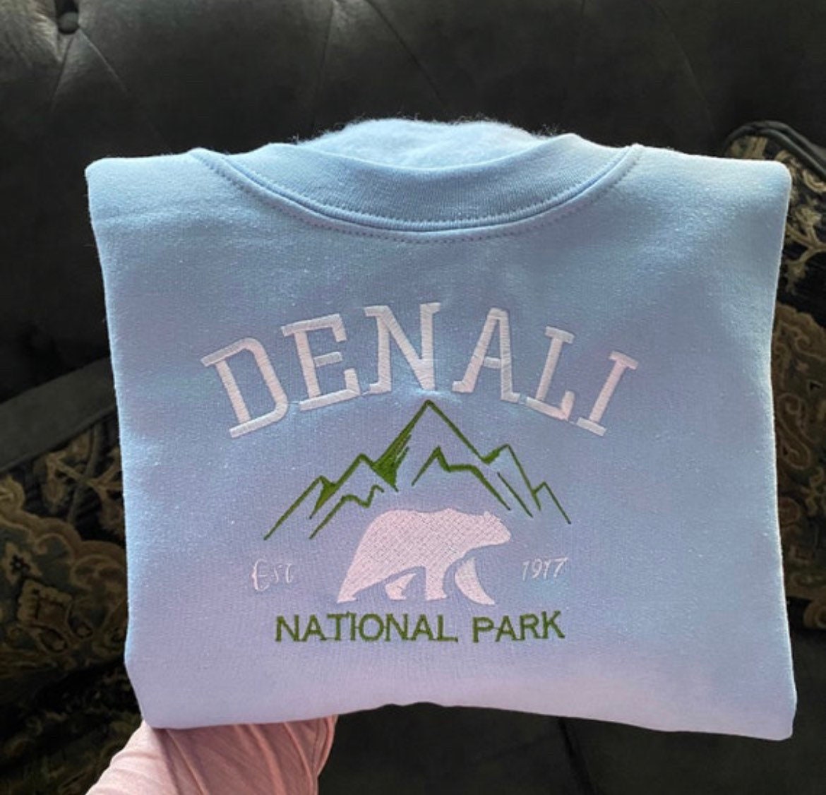Denali National Park Embroidered Crewneck-embroidered Crewneck-National Park Sweatshirt
