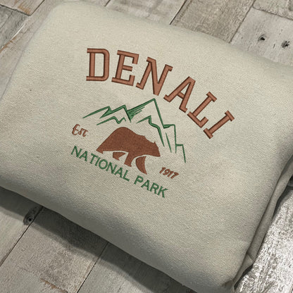 Denali National Park Embroidered Crewneck-embroidered Crewneck-National Park Sweatshirt