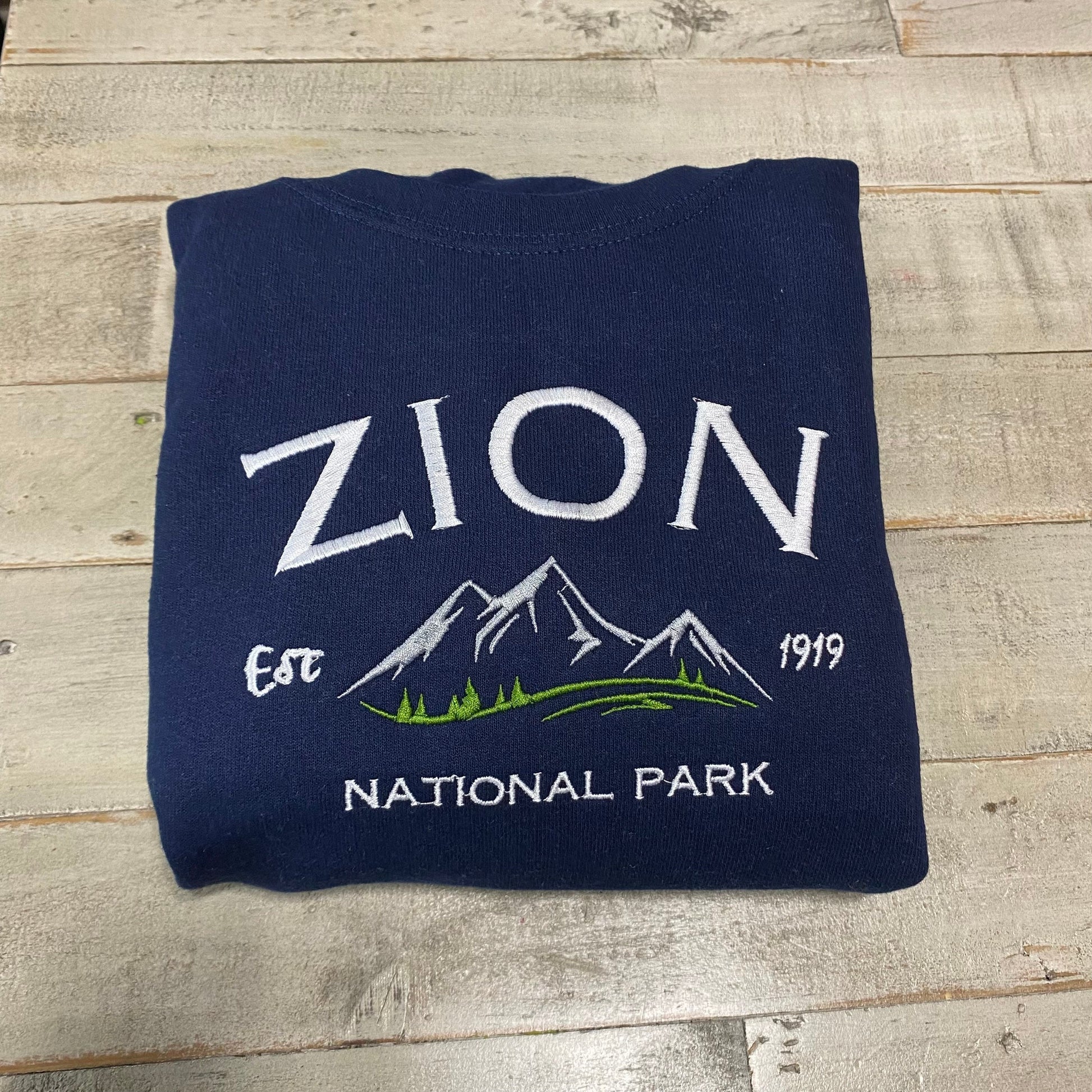 Zion National Park Embroidered Crewneck-embroidered Crewneck-National Park Sweatshirt