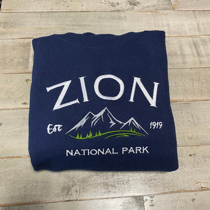 Zion National Park Embroidered Crewneck-embroidered Crewneck-National Park Sweatshirt