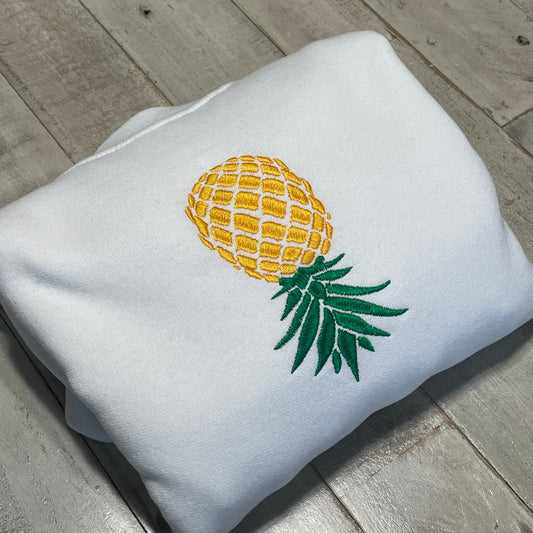 Upside Down Pineapple Embroidered Sweatshirt - Swinger Gift