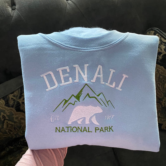 Denali National Park Embroidered Crewneck-embroidered Crewneck-National Park Sweatshirt
