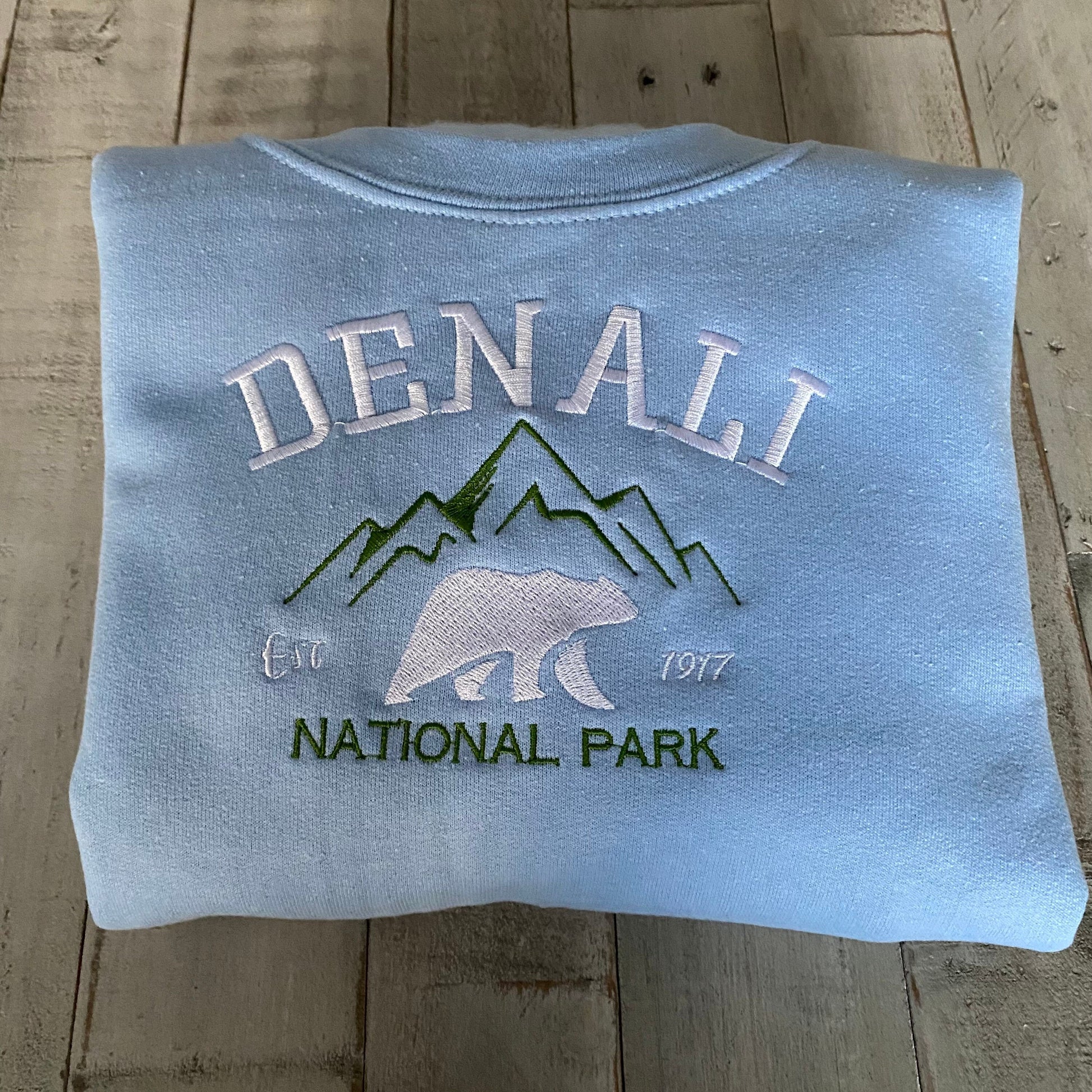 Denali National Park Embroidered Crewneck-embroidered Crewneck-National Park Sweatshirt