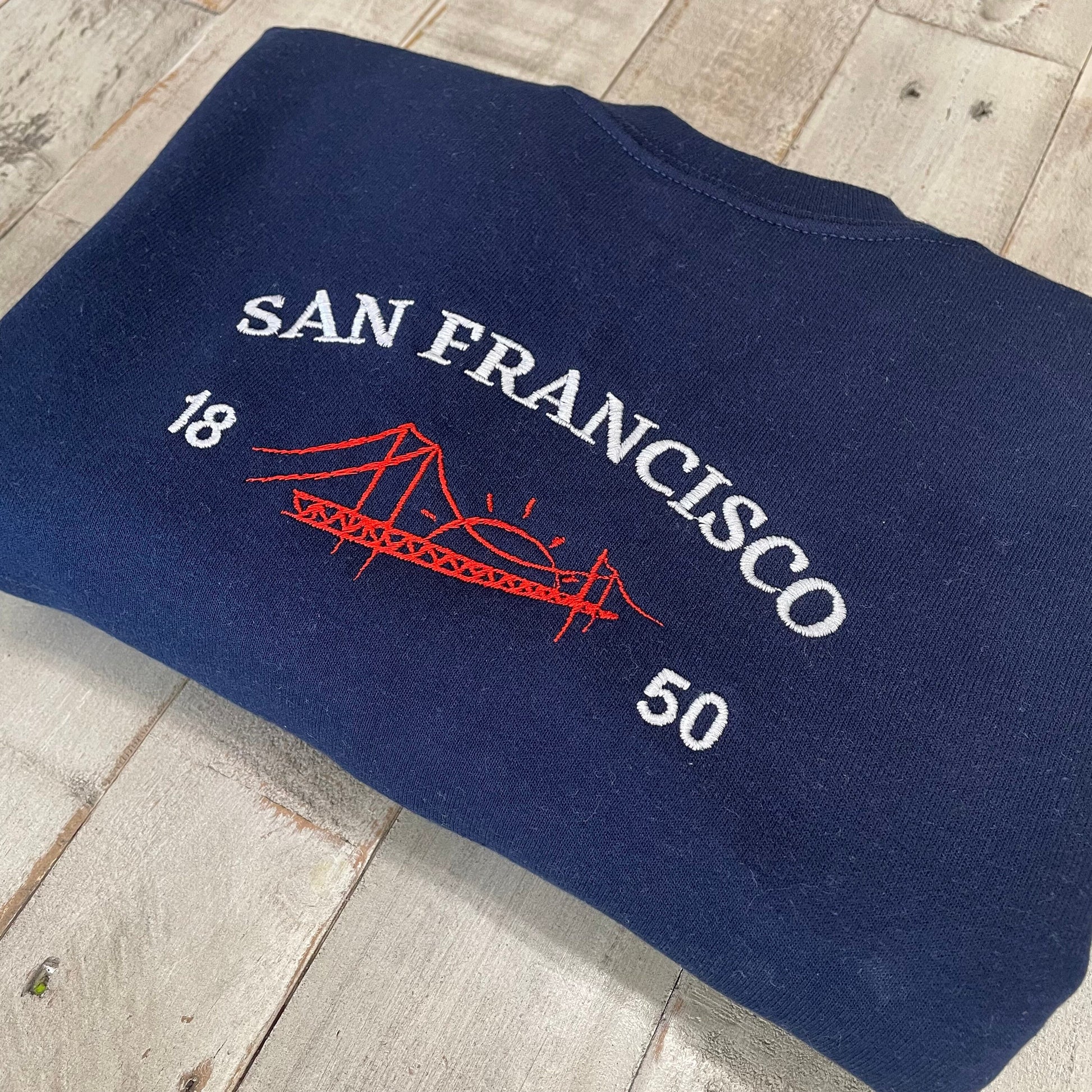 San Francisco Embroidered sweatshirt, Vintage Style California Crewneck, Golden Gate Bridge Sweatshirt