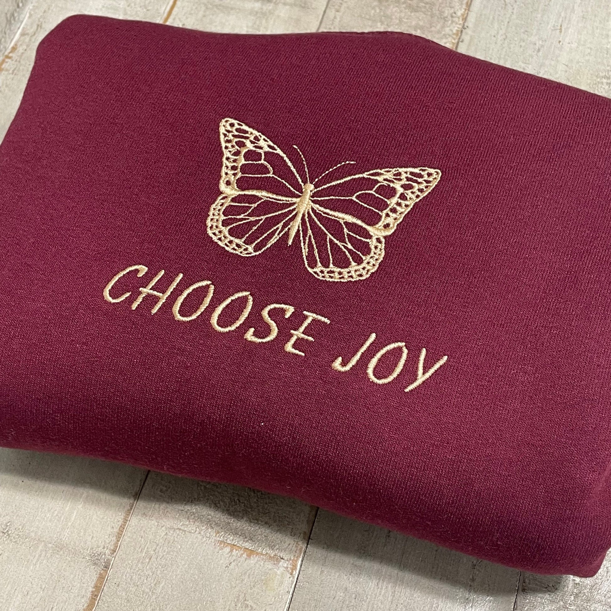 Embroidered Choose Joy, Butterfly Crewneck- Choose JoyCrewneck- Butterfly sweatshirts Cute Sweatshirt - Trendy Crewneck