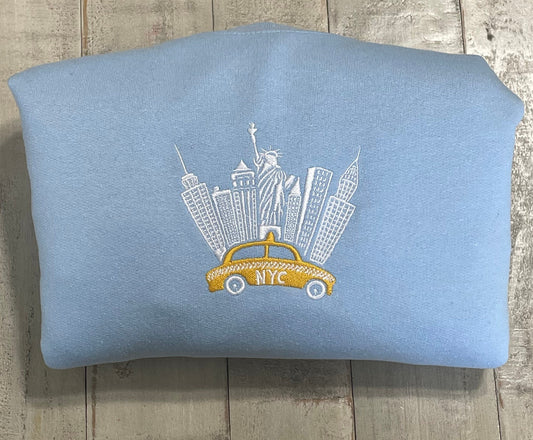 New York City Embroidered Sweatshirt, NYC shirt (TAXI)