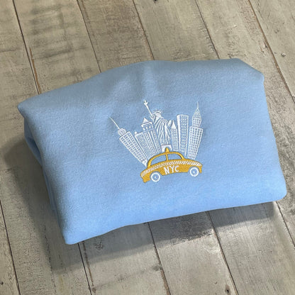 New York City Embroidered Sweatshirt, NYC shirt (TAXI)