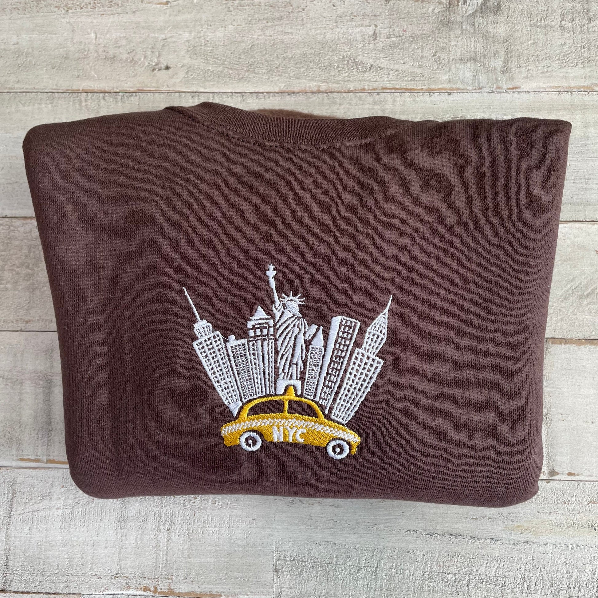 New York City Embroidered Sweatshirt, NYC shirt (TAXI)