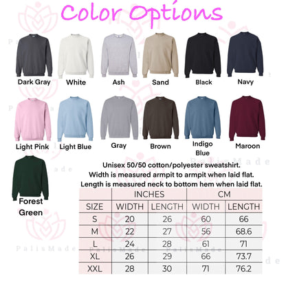 Michigan Embroidered Sweatshirt in various colors and sizes from S to 3XL, featuring 50/50 cotton-polyester blend material options.