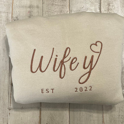 Wifey Sweatshirt - Bride Sweatshirt - Personalized Bride Gift - Embroidered Sweatshirt
