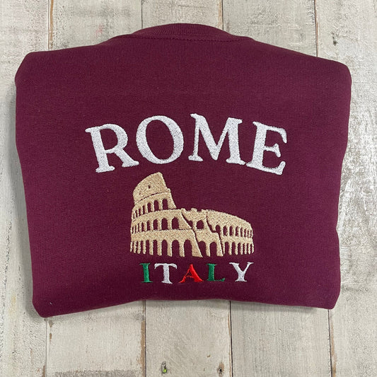 Rome Italy Embroidered Sweatshirt- Rome Travel Crewneck - More Colors Available