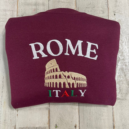 Rome Italy Embroidered Sweatshirt- Rome Travel Crewneck - More Colors Available