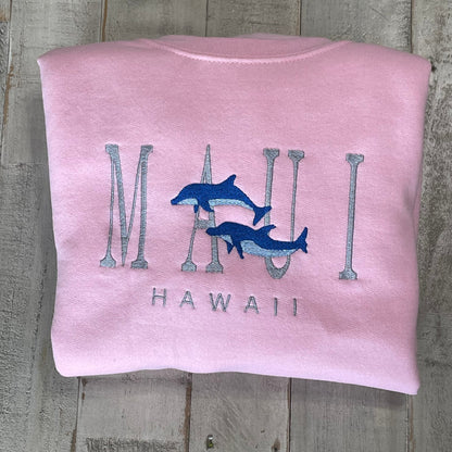 Maui Hawaii Embroidered Crewneck- Cute Sweatshirt - Trendy Crewneck