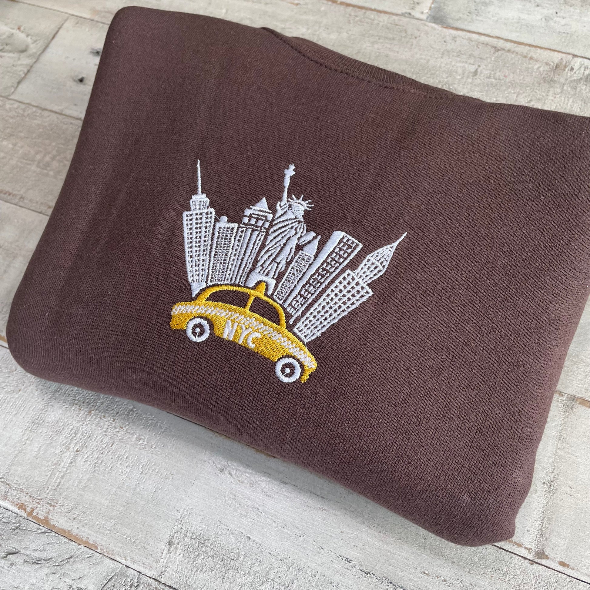 New York City Embroidered Sweatshirt, NYC shirt (TAXI)