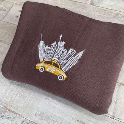 New York City Embroidered Sweatshirt, NYC shirt (TAXI)