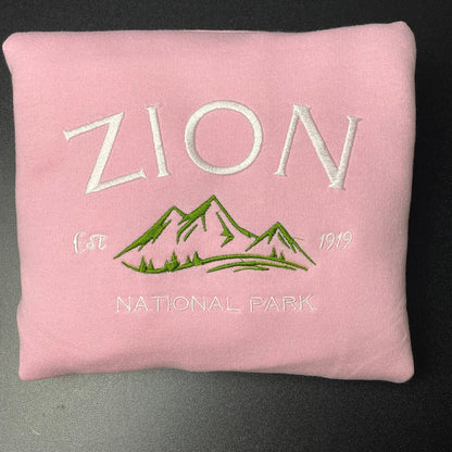 Zion National Park Embroidered Crewneck-embroidered Crewneck-National Park Sweatshirt