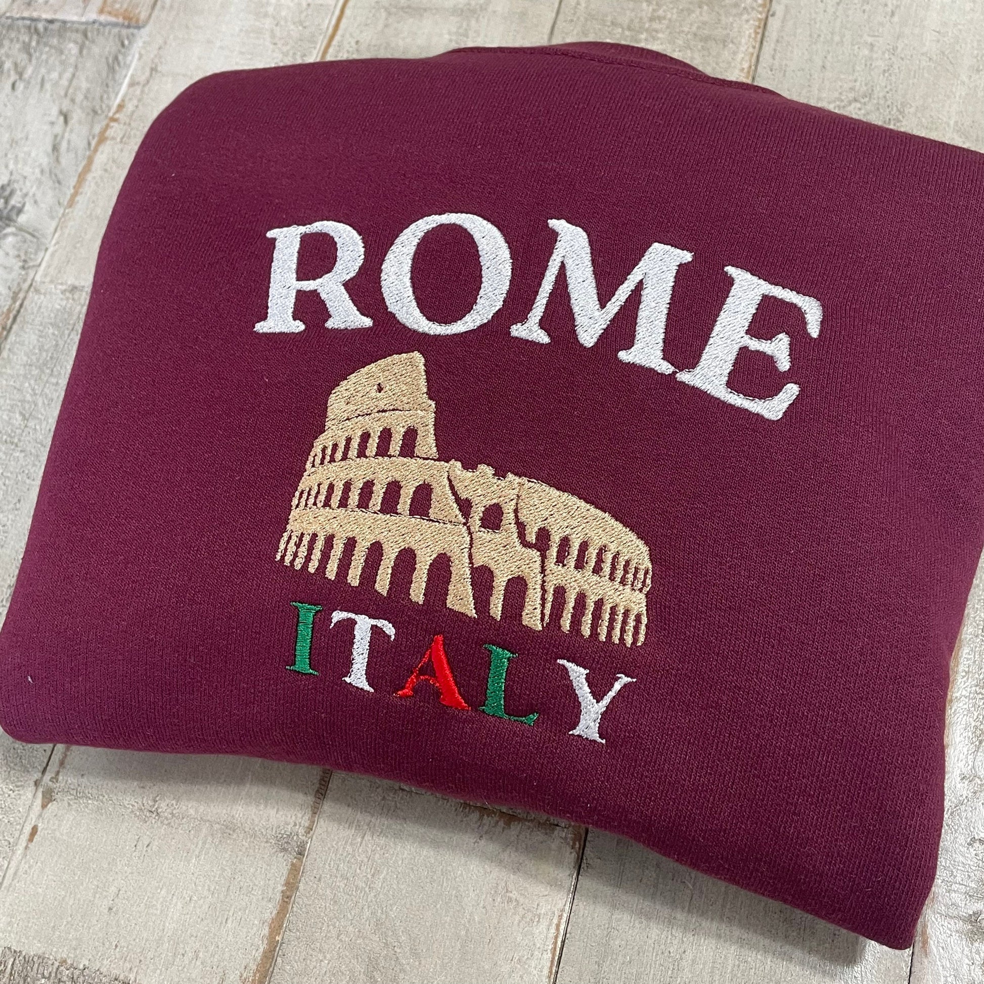 Rome Italy Embroidered Sweatshirt- Rome Travel Crewneck - More Colors Available