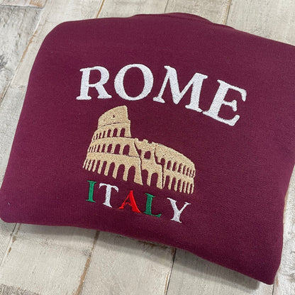 Rome Italy Embroidered Sweatshirt- Rome Travel Crewneck - More Colors Available