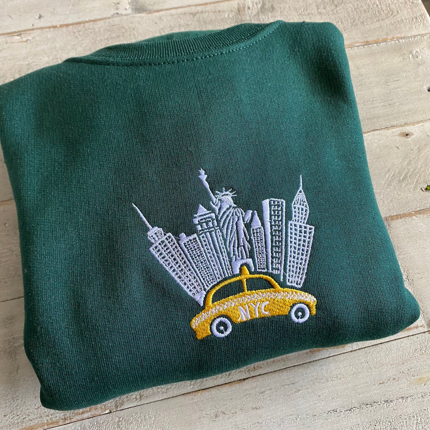 New York City Embroidered Sweatshirt, NYC shirt (TAXI)