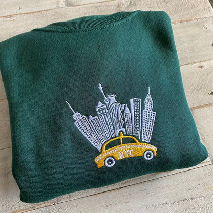 New York City Embroidered Sweatshirt, NYC shirt (TAXI)