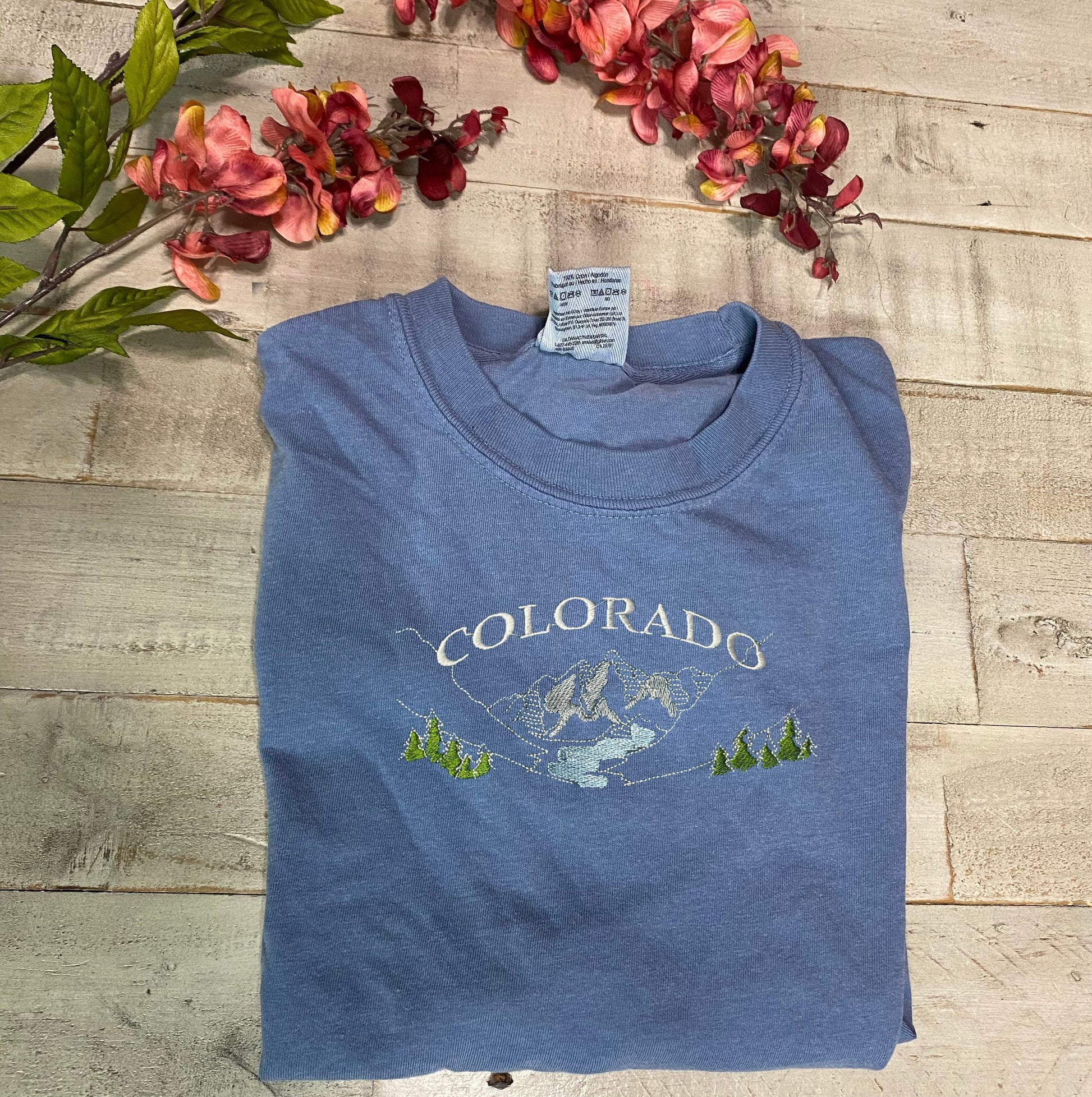 Comfort Colors® Colorado Embroidered T-Shirt, Colorado Tee, Colorado Mountain Unisex Tee