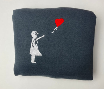 Banksy Girl with Ballon embroidered Sweatshirt / Banksy Art sweatshirt/ Banksy Sweatshirt