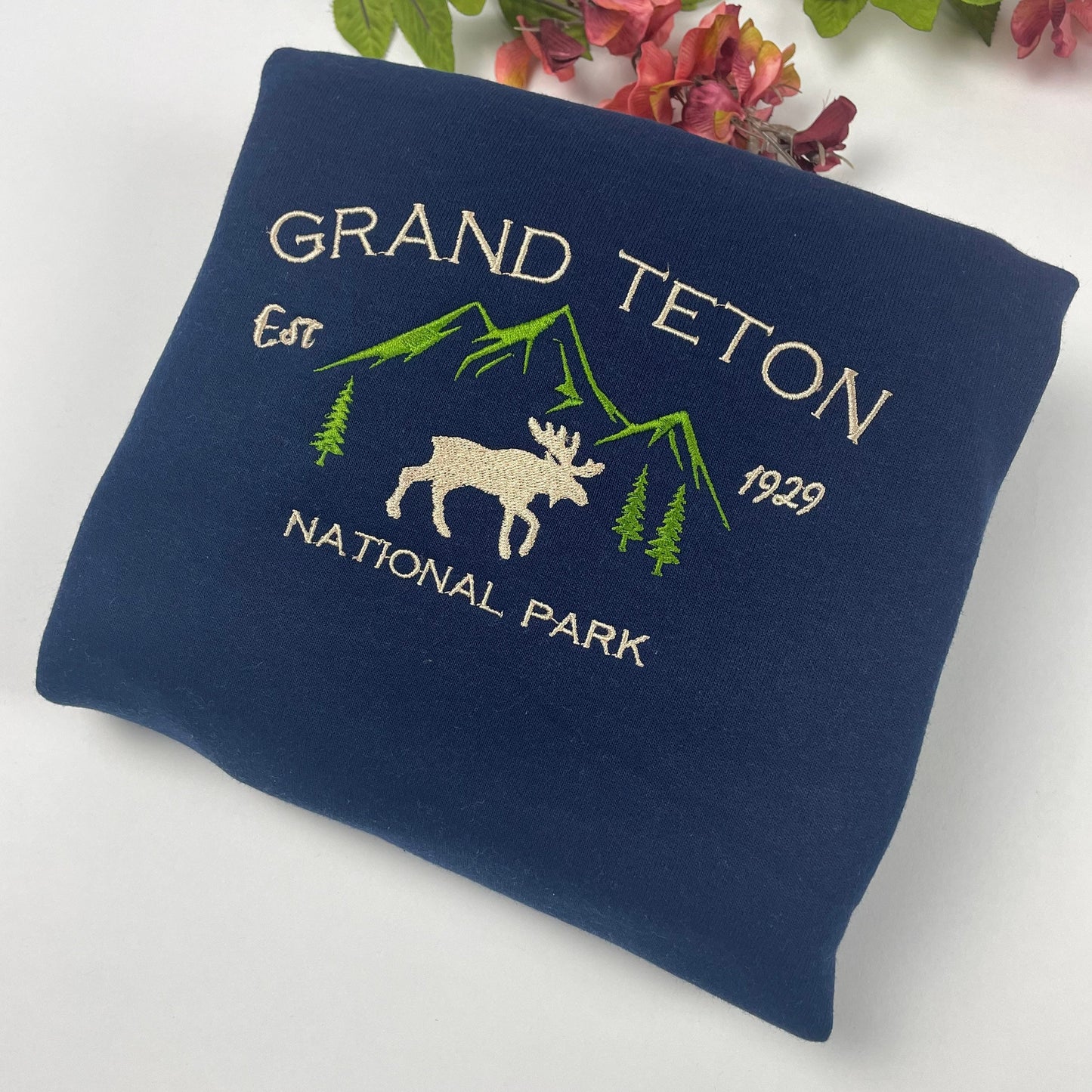 Grand Teton National Park Embroidered Crewneck-embroidered Crewneck-National Park Sweatshirt