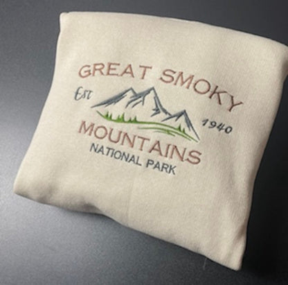 Great Smoky Mountains National Park Embroidered Crewneck-embroidered Crewneck-National Park Sweatshirt