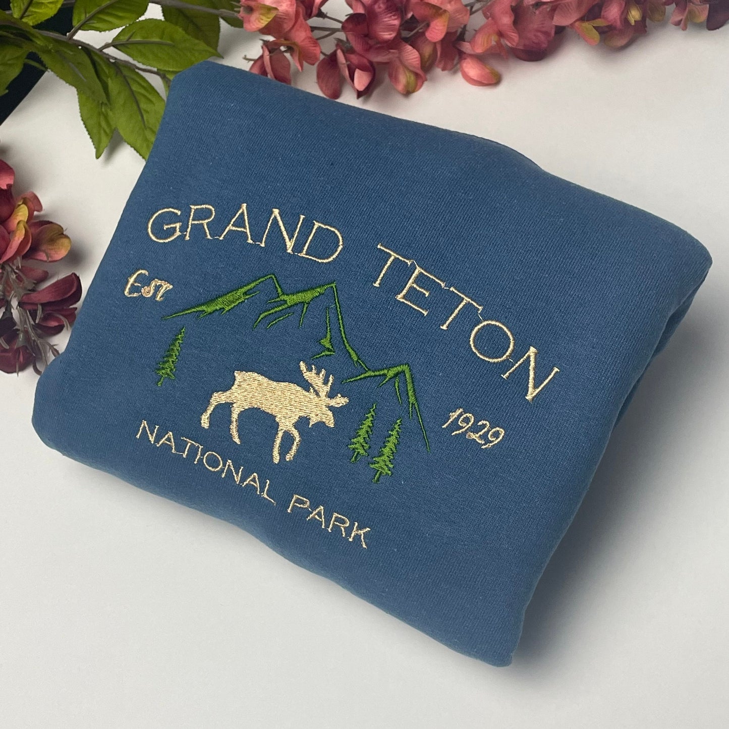 Grand Teton National Park Embroidered Crewneck-embroidered Crewneck-National Park Sweatshirt