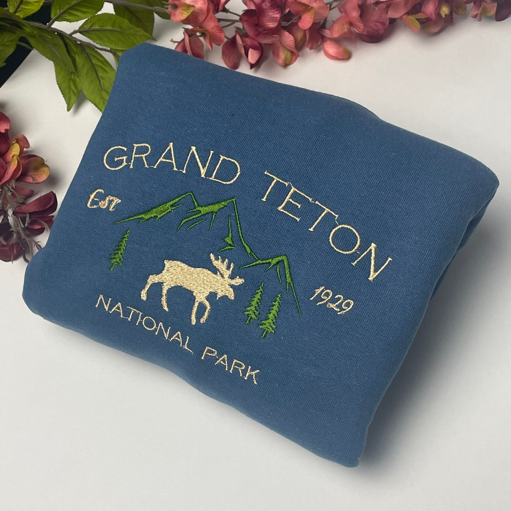 Grand Teton National Park Embroidered Crewneck-embroidered Crewneck-National Park Sweatshirt