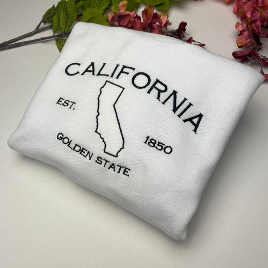 California Embroidered Sweatshirt- California T-Shirt and Sweatshirt - (Map)