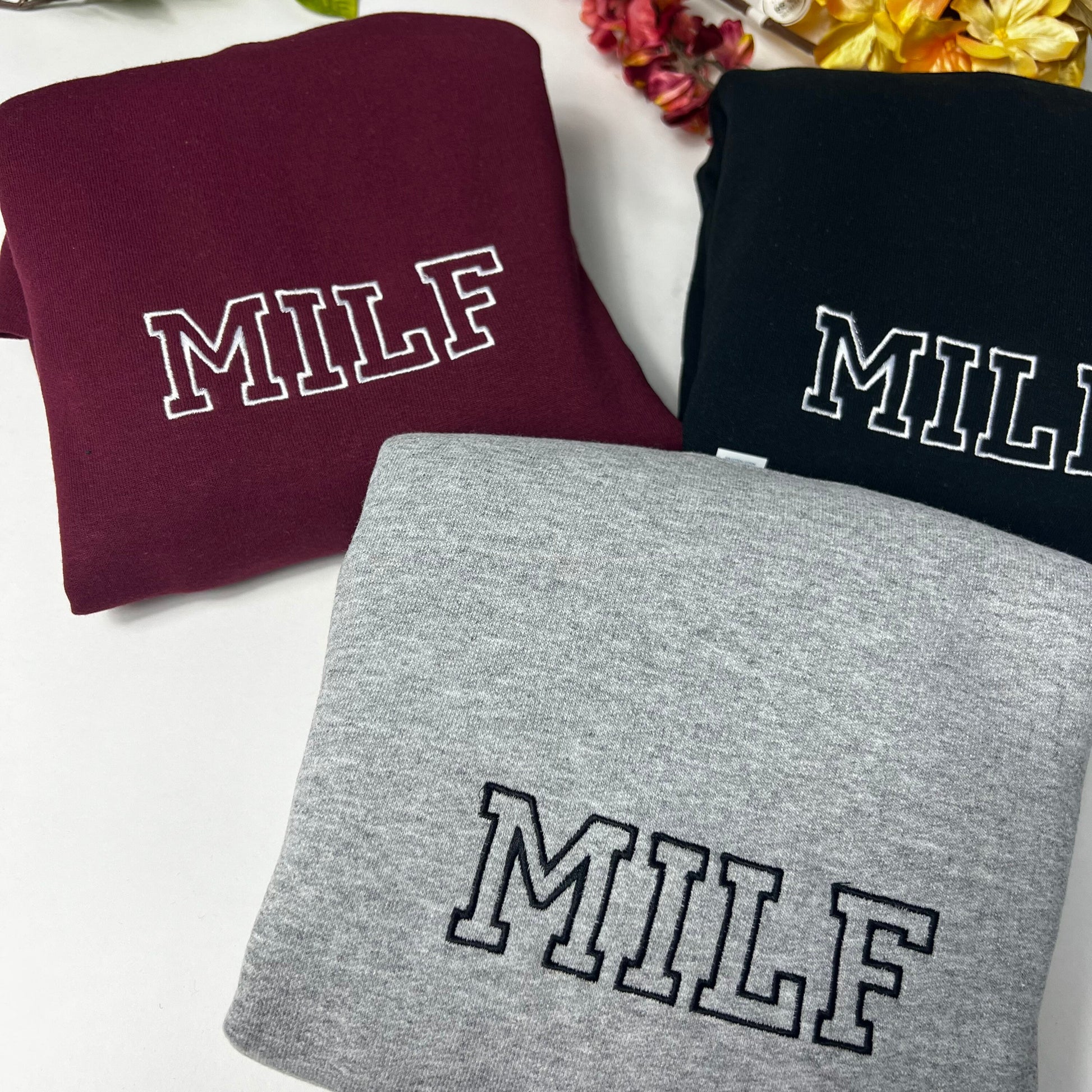 Milf Embroidered Crewneck- Milf Sweatshirt - Trendy Crewneck