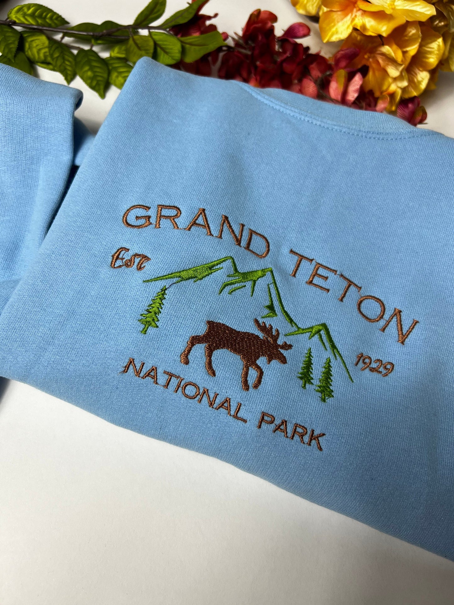 Grand Teton National Park Embroidered Crewneck-embroidered Crewneck-National Park Sweatshirt