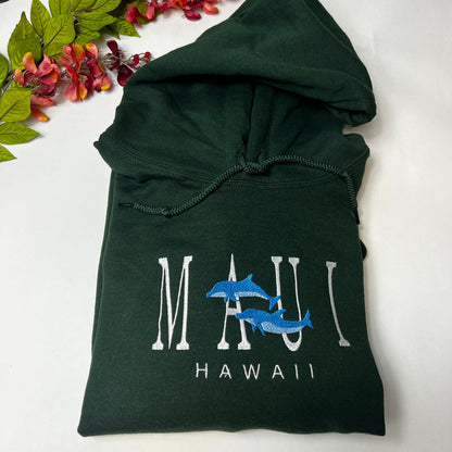 Maui Hawaii Embroidered Hoodie - Cute Hoodie - Trendy Embroidered Hoodie (HOODIE)