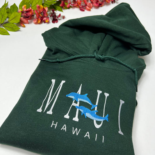 Maui Hawaii Embroidered Hoodie - Cute Hoodie - Trendy Embroidered Hoodie (HOODIE)