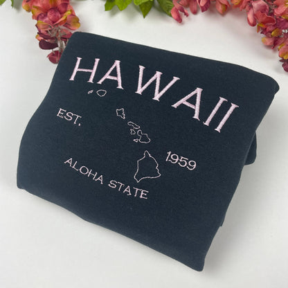 Custom State Embroidered Sweatshirt- Choose Your State Out line Map