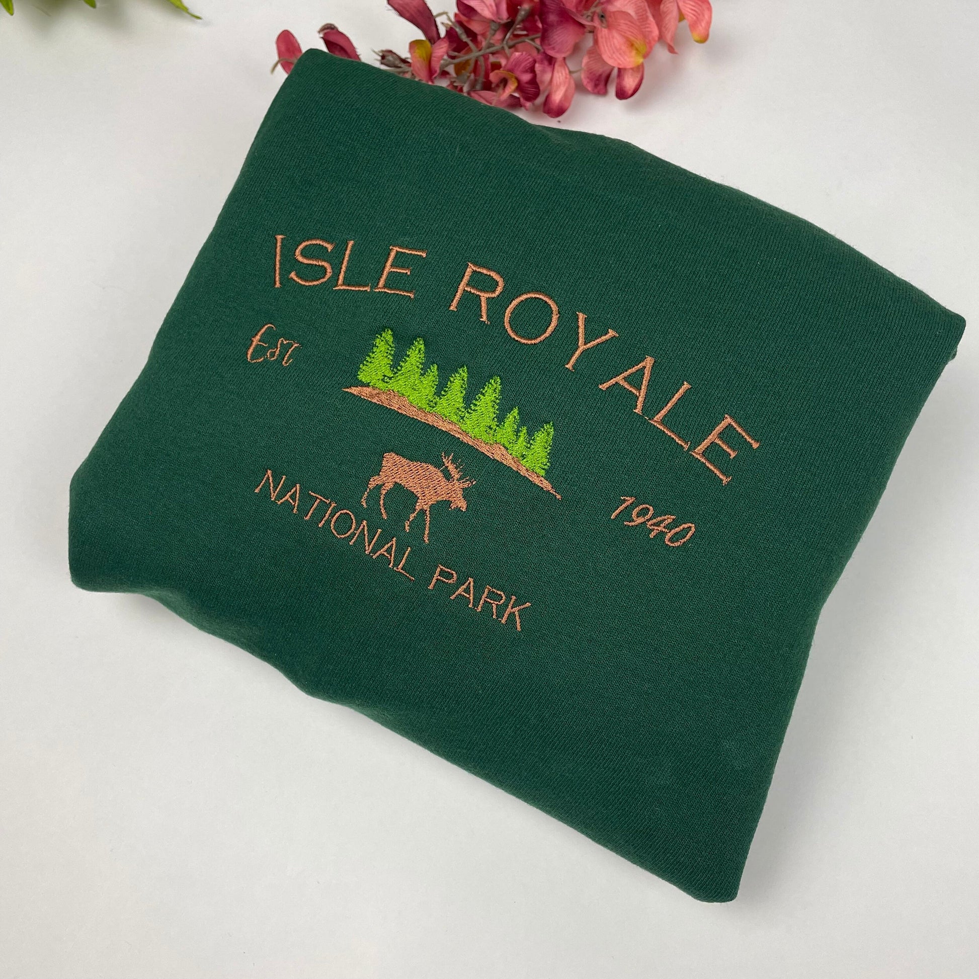 Isle Royale National Park Embroidered Crewneck-embroidered Crewneck-National Park Sweatshirt