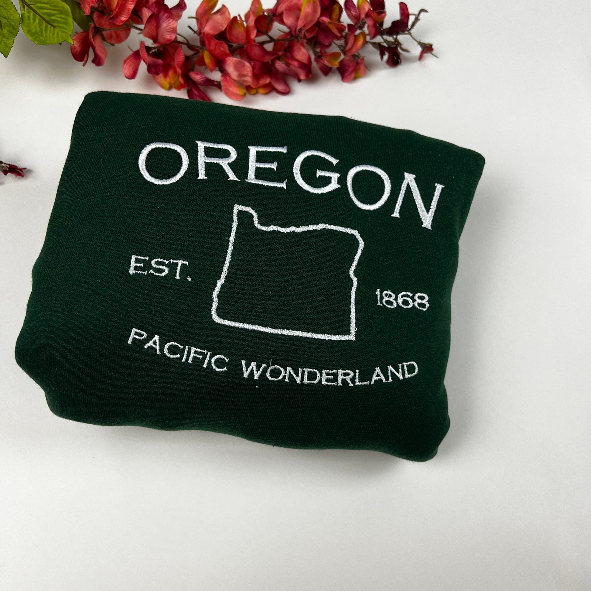 Custom State Embroidered Sweatshirt- Choose Your State Out line Map