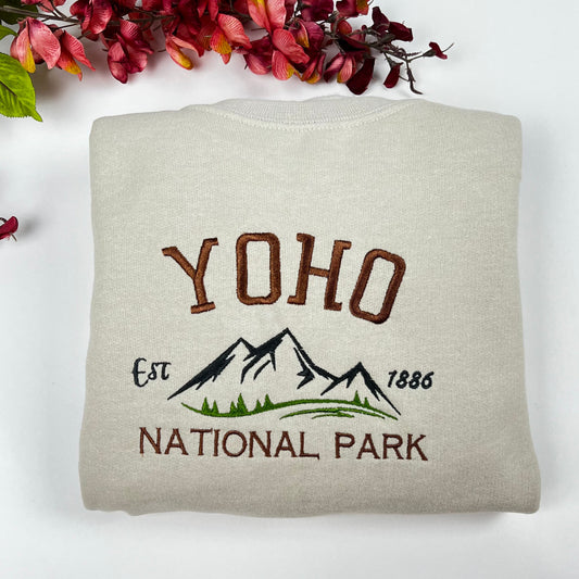 YOHO National Park Embroidered Crewneck Sweatshirt - British Columbia Canada - Canadian Rocky Mountains